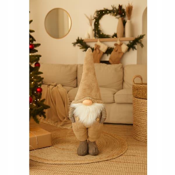 Boho Julelprechaun 60 cm med Beige Hat Gnome Dværg Julekugle
