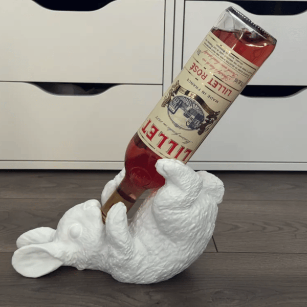 Viiniteline kani valkoinen pulloteline 3D-pöytäkoriste