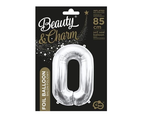 B&C folieballong nummer 0 silver 85cm