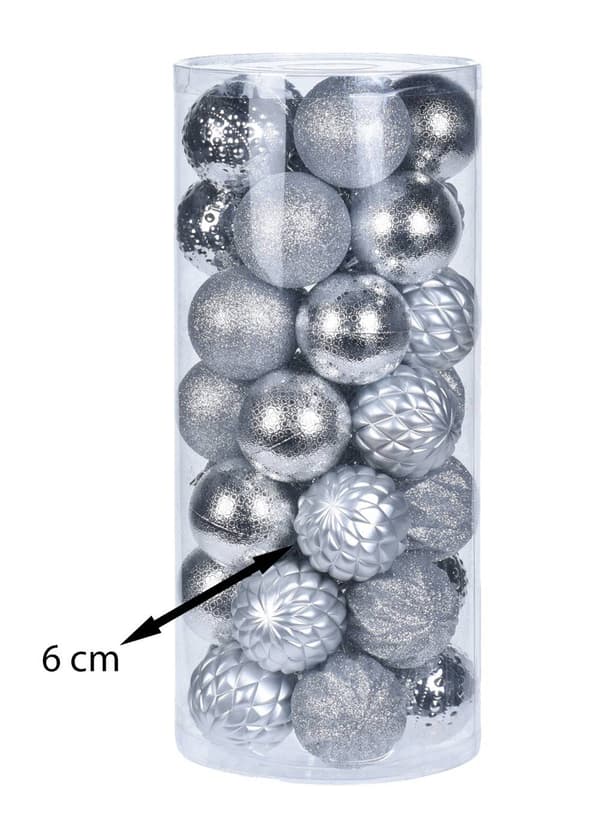 Diamant silver julgranskulor 35 st