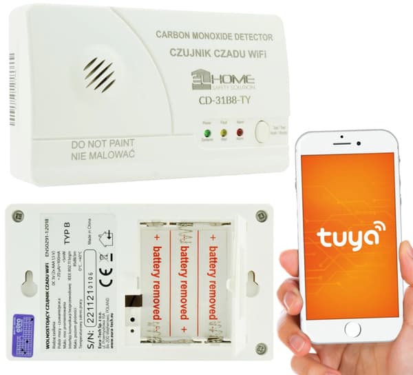 Kolmonoxidsensor Fristående Wifi Tuya App 85dB