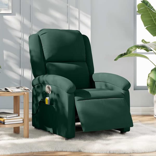 vidaXL Elektrisk massagefåtölj mörkgrön sammet