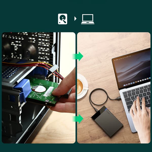 SATA 2,5'' 6TB USB-C 3.0 svart hårddiskkabinett