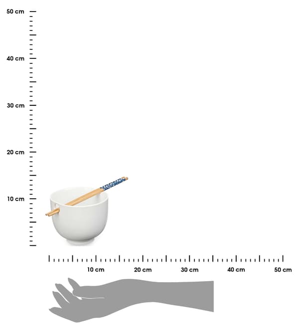 Ramenskål med ätpinnar, vit