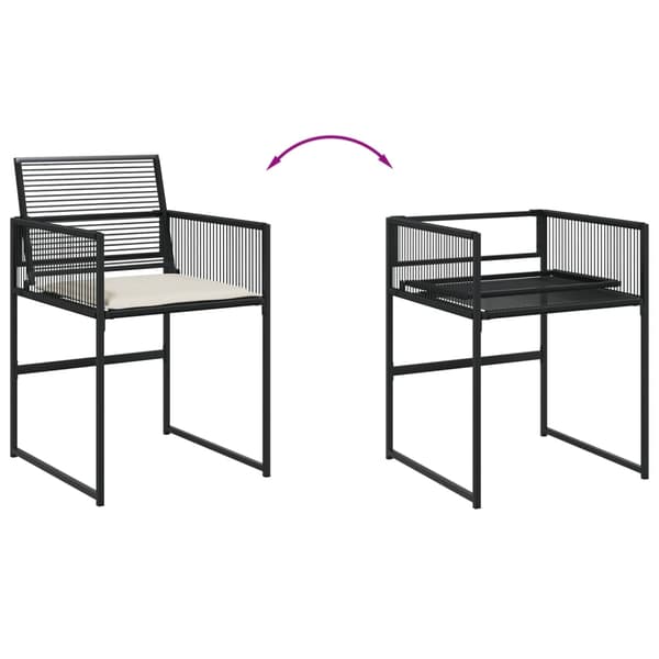 vidaXL havestole med hynder, sæt med 4, sort, polyrattan