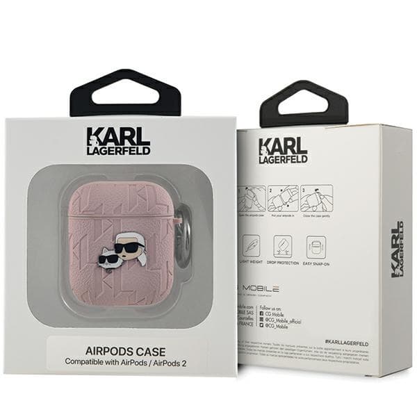 Karl Lagerfeld KLA2PGKCPP AirPods 1/2 cover pink Monogram Karl & Choupette Head