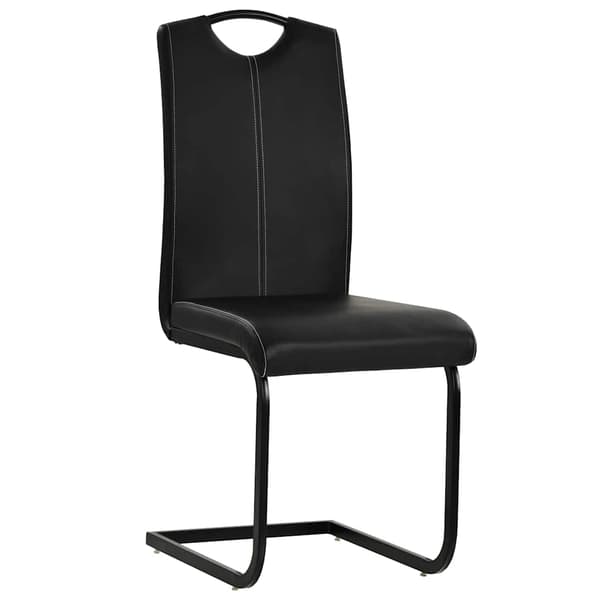 vidaXL Cantilever spisestole, sæt med 2, sort, kunstlæder