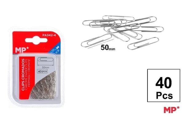 Papirclips 50mm 40 stk. sølv