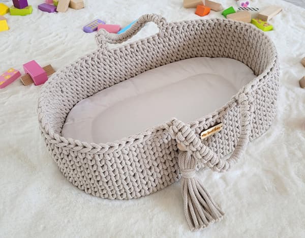 Moses Basket BOHO Bomullsdockbärare - Ljusbeige