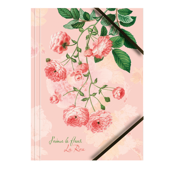 Lakeret papmappe A4 med elastiske hjørner. Roses T601-D2