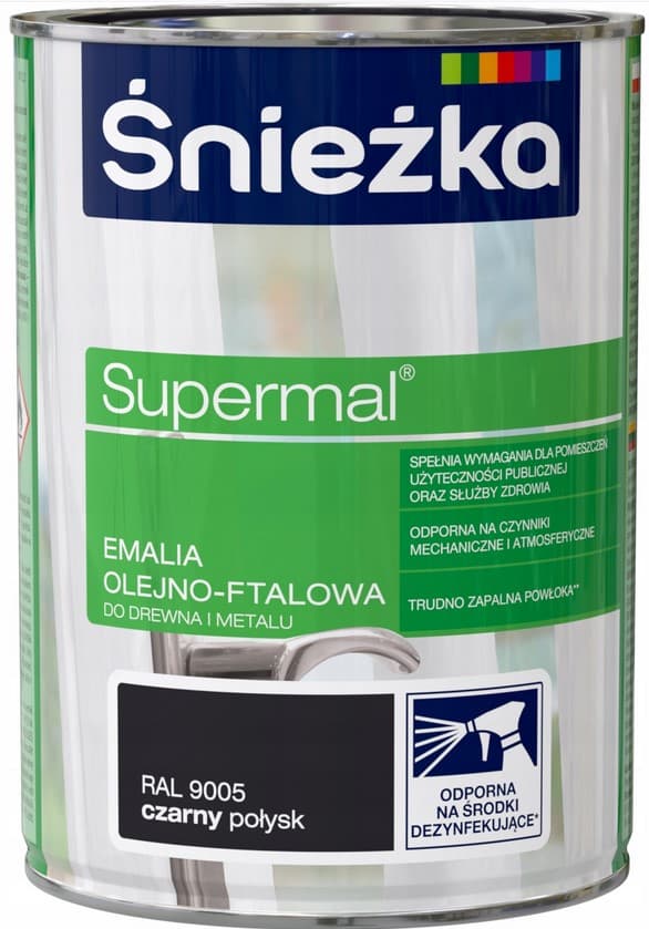 Śnieżka Supermal sort glans 9005 0,8l