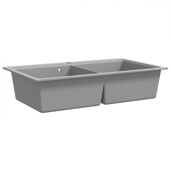 Granit, dobbeltvask, grå vask