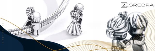 Berlocker ungt par silver 925 pärlhänge bröllop bröllopspärlor kärlek