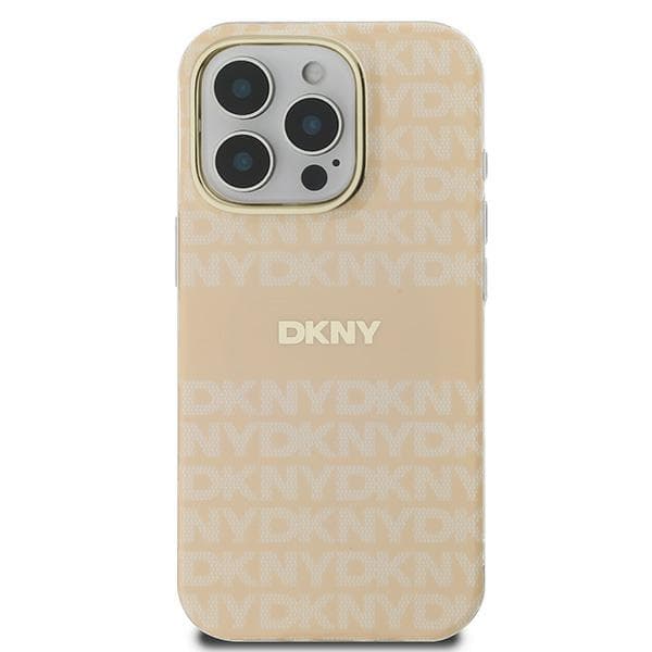 DKNY Repeat Texture Pattern With Stripe -suojakuori iPhone 16 Pro Maxille, pinkki