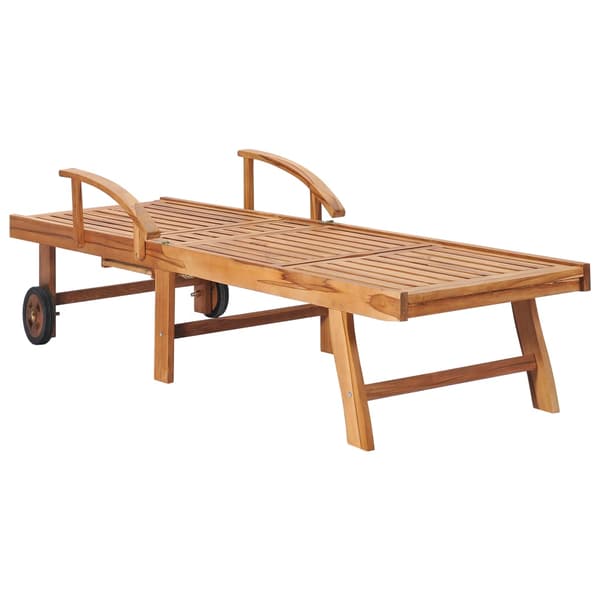 vidaXL Solsäng med blå dyna massiv teak