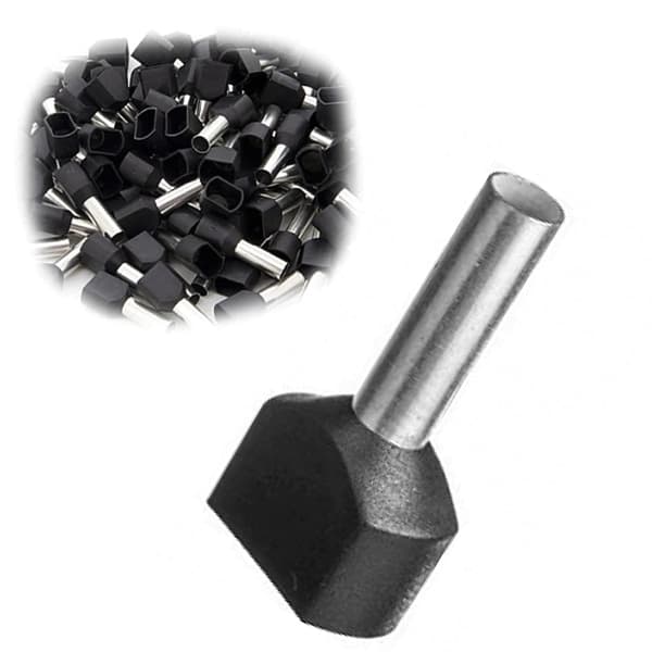 Dobbeltisolerede kabelmuffer til ledninger 2x1,5mm sorte 100 stk.