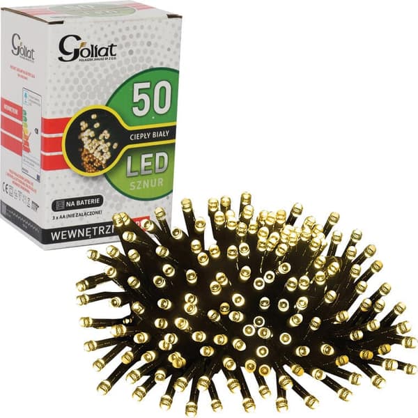 Julgransbelysning 50 LED varmvit batteridrivet