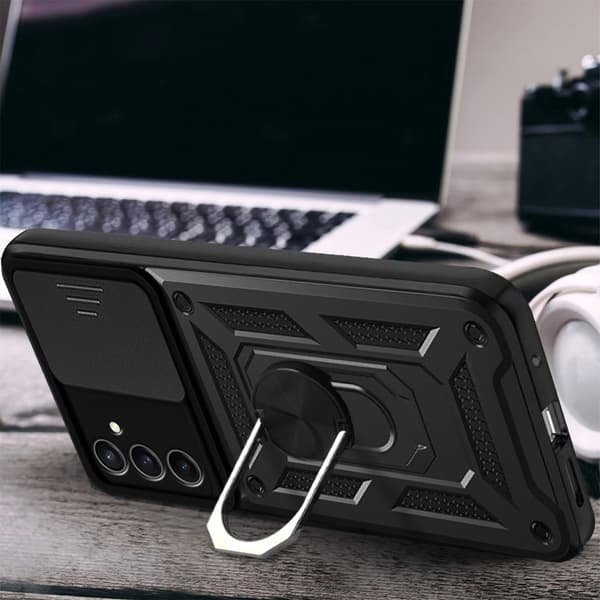 Pansret cover til Samsung Galaxy S23 FE, CamShield Slide, sort