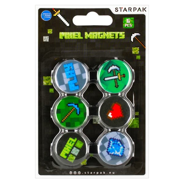 Farvede magneter 6 stk. 30 mm Pixel