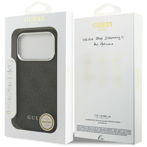 Guess 4G Classic Logo MagSafe -kotelo iPhone 17 Prolle, musta