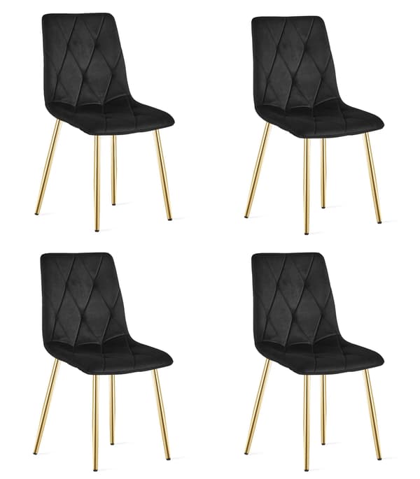 LIBRA stol - sort fløjl / guldben x 4