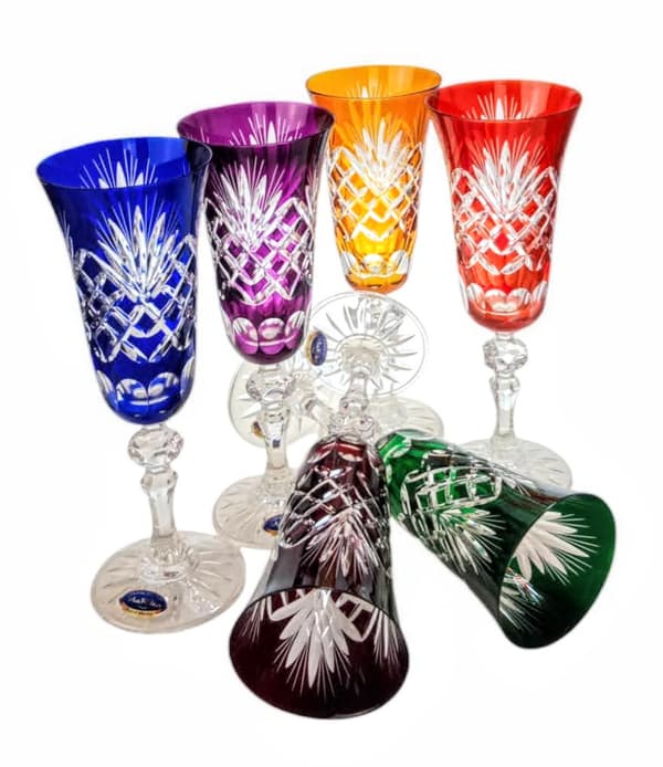 Färgglada kristall champagneglas 150ml Ananas