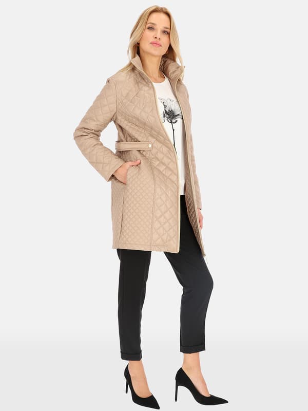 ELEGANT QUILTET DAME-OVERGANGSFRAKKE