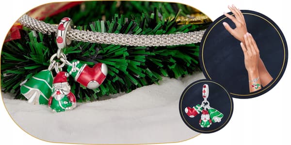 Julgran jultomte strumpor berlocker silver 925 julklapp