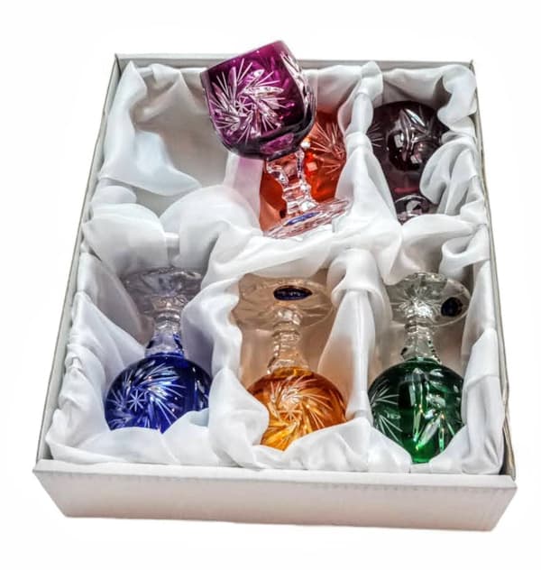 MaRika krystal Farverige vodkaglas 30 ml - Olive Grinder