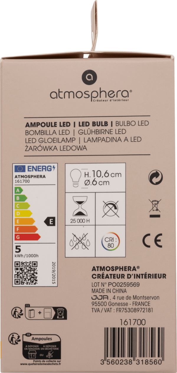 Ravfarvet, lige LED-pære 4,2W E27