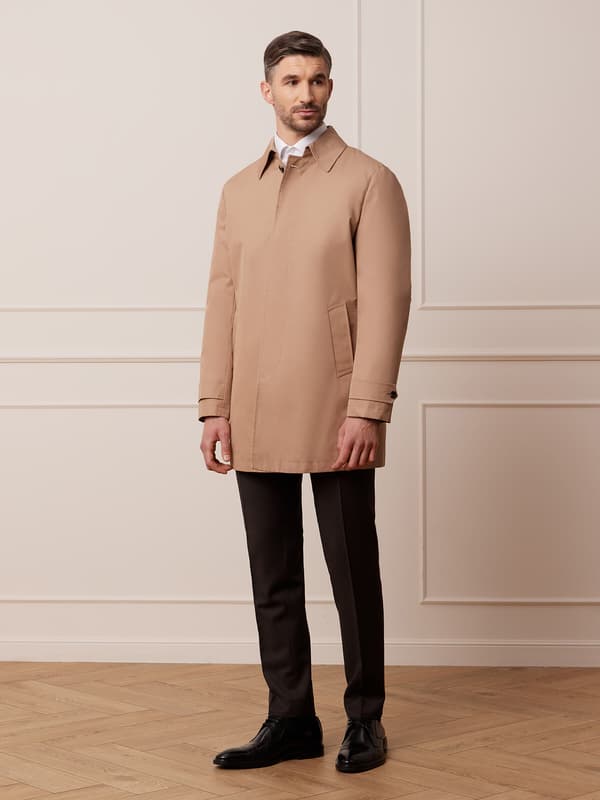 BEIGE MANCHESTERFRAKKE 46
