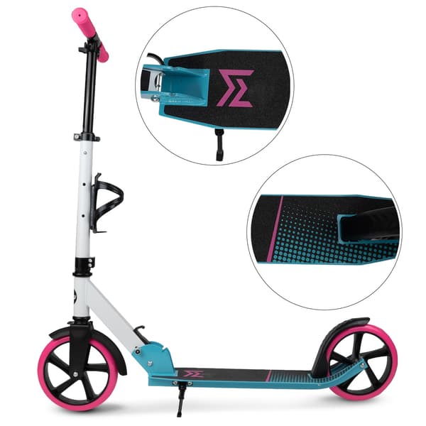 Stor hopfällbar stadsscooter + rem + flaskhållare