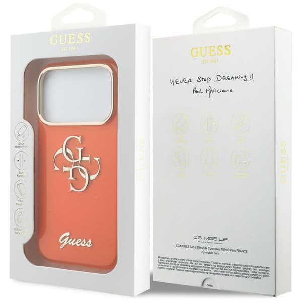 Guess IML 4G Script Metal Cover til iPhone 17 Pro Orange