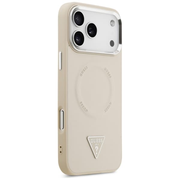 Guess Triangle Logo MagSafe -kotelo iPhone 17 Prolle, beige