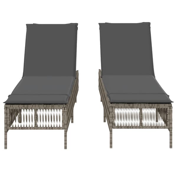 vidaXL Solstolar med kuddar, set om 2, grå, polyrotting