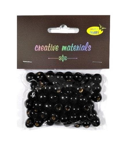 Sorte træperler 10mm 25g