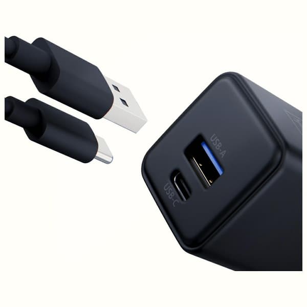3MK Hyper GaN-laddare 20W 1xUSB-A 1xUSB-C PD QC4+, Svart