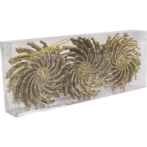 Set med 3 glittergulddekorationer