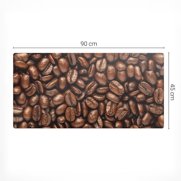 Halkfri skrivebordsmatte med kaffebønnermønster nærbillede 90x45 cm