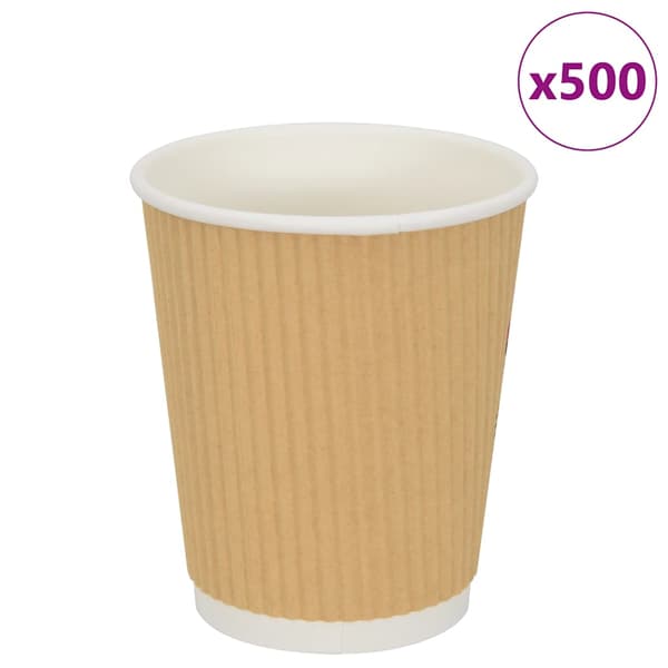 vidaXL Pappmuggar, 500 st, 200 ml, bruna