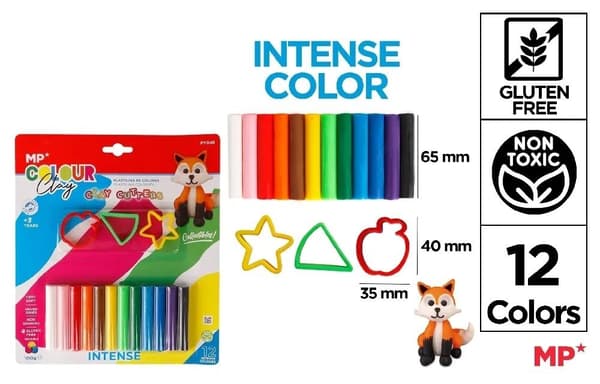 Plastilina 12 färger + formar
