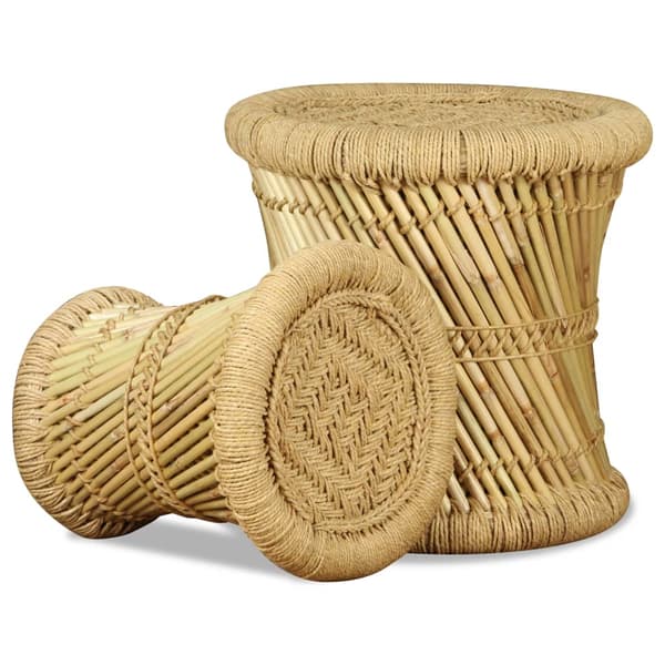 vidaXL Jakkarat, 2 kpl setti, bambu ja juutti
