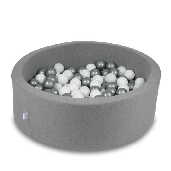 Tør pool 90x30cm grå med 200 bolde: hvid, sølv