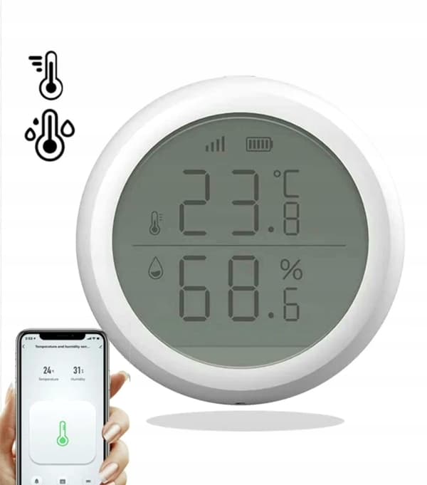Rund display Temperatur- och fuktighetssensor ZIGBEE LCD (referensgateway)