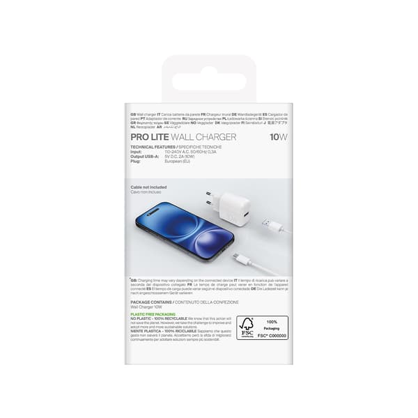 PROLITE 10W USB-A Vægoplader - Hvid