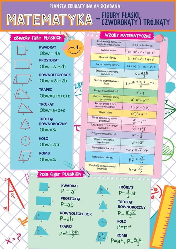 Foldet matematikundervisningskort - A4-figurer