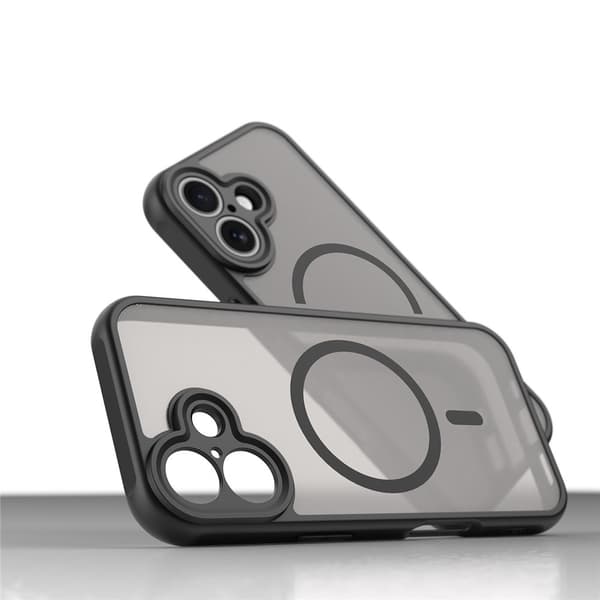 Matt cover til iPhone 17, til MagSafe, forstærket, mat med sort ramme
