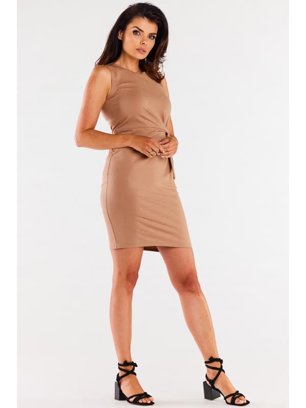 Minikjole i bomuld med stropper - beige S