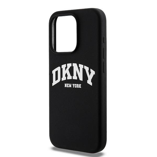 DKNY Liquid Silicone White Printed Logo MagSafe-etui til iPhone 14 Pro, sort