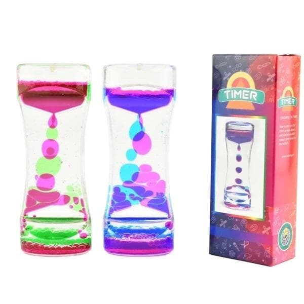 Tofarvet flydende sensorisk timer - timeglas